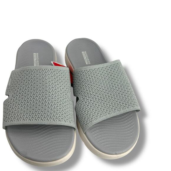 NEW Skechers Timeless Wide Width Slide Sandals Size 11 Wide Fit Gray Metallic - Picture 7 of 12